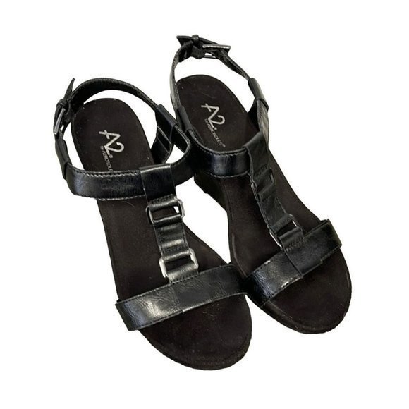 - 𝅺Areosoles A2 Plush Nite Black Sandal‎ Wedge size 8 - Picture 8 of 16
